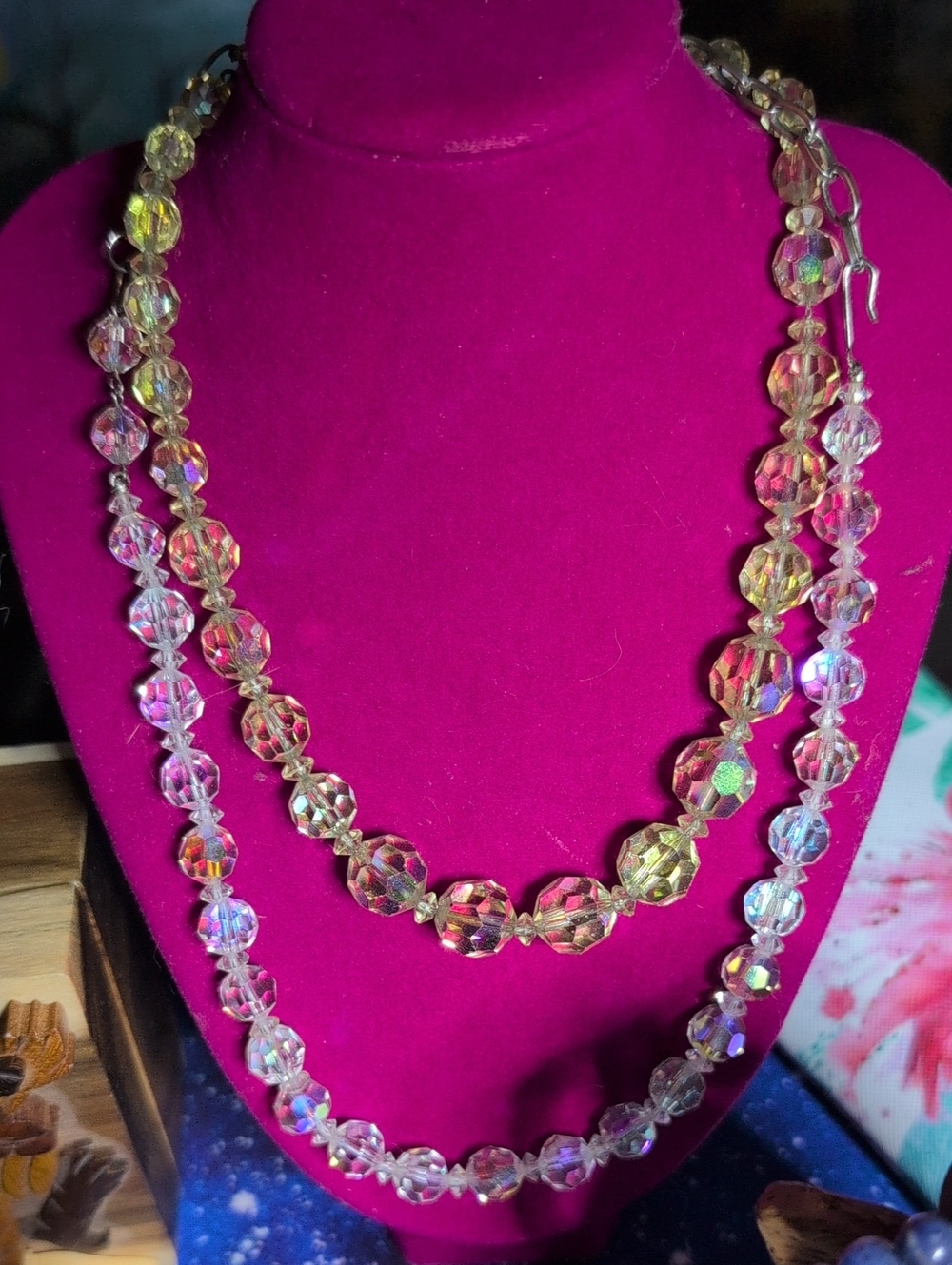 Aurora Borealis vintage crystal necklace set